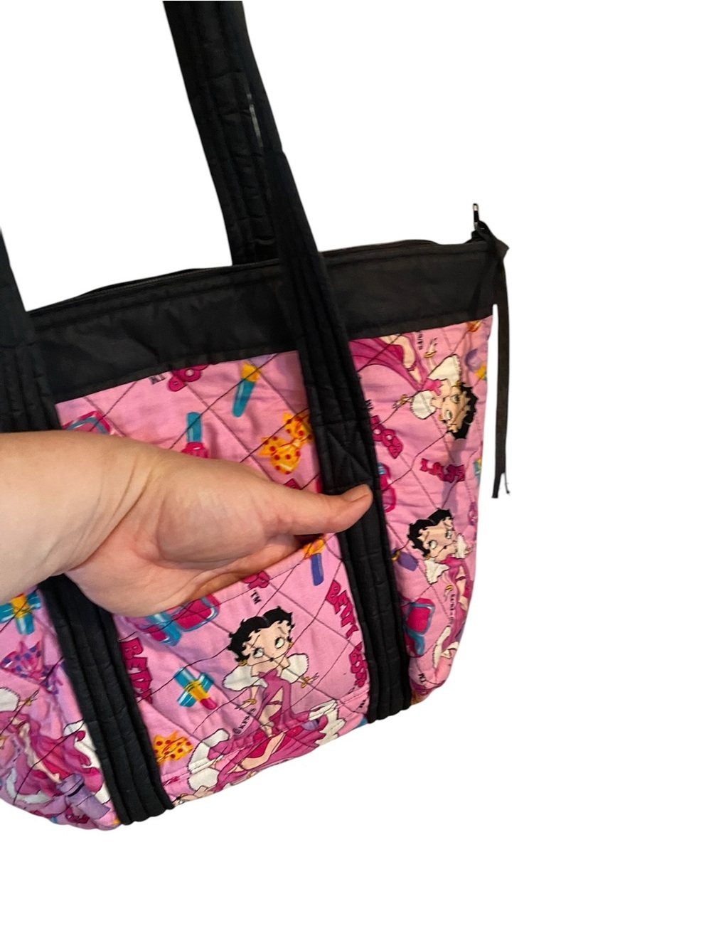 Betty Boop handcrafted quilted tote bag wallet & cosmetic bag Retro Dopamine - Picture 4 of 16